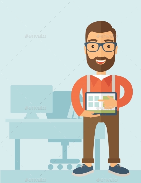 GraphicRiver Man Holding a Screen Tablet 11101171 GraphicRiver Man Holding a Screen Tablet 11101171
