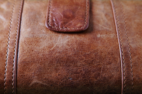 Very close up of brown leather purse (Misc) Photo Download