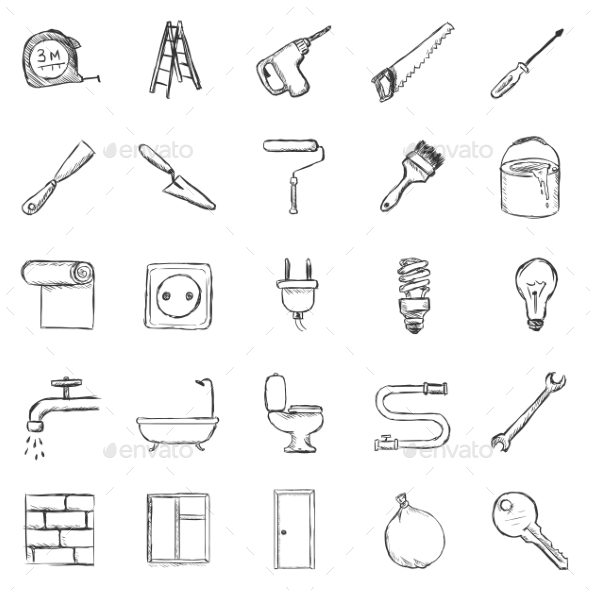 GraphicRiver Set of Sketch Home Repairing 11103185 GraphicRiver Set of Sketch Home Repairing 11103185