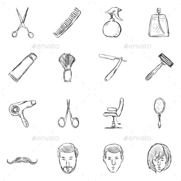 GraphicRiver Set of Sketch Barber Shop Icons 11103196 GraphicRiver Set of Sketch Barber Shop Icons 11103196