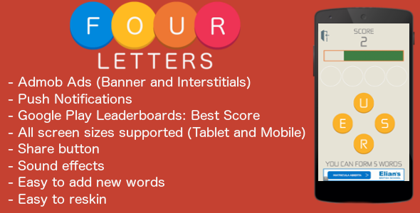 CodeCanyon Four Letters Admob & Leaderboard & Share 11103859 CodeCanyon Four Letters Admob & Leaderboard & Share 11103859