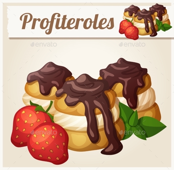 GraphicRiver Profiteroles with Chocolate and Strawberry 11104753 GraphicRiver Profiteroles with Chocolate and Strawberry 11104753