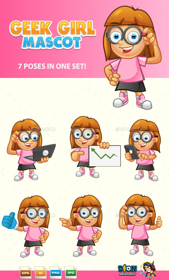 GraphicRiver Geek Girl Mascot 11108021 GraphicRiver Geek Girl Mascot 11108021