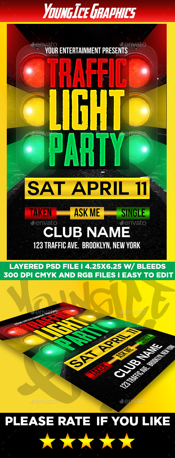 GraphicRiver Traffic Light Party Flyer Template 11108125 GraphicRiver Traffic Light Party Flyer Template 11108125