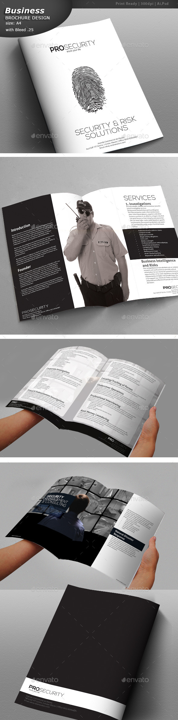 Security A4 Brochure Design (Print Templates)