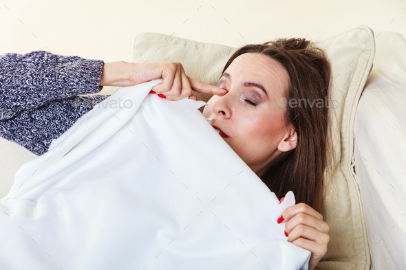 Woman taking power nap after lunch