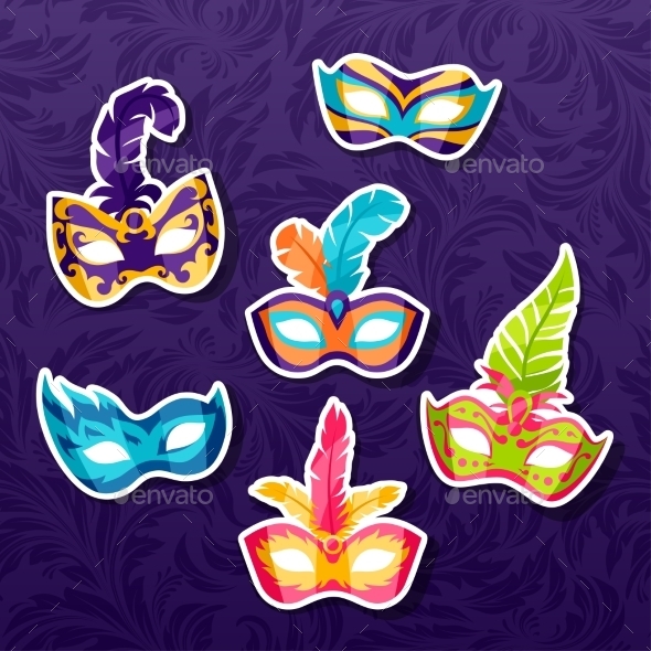 GraphicRiver Set of Celebration Festival Carnival Masks 11110510 GraphicRiver Set of Celebration Festival Carnival Masks 11110510