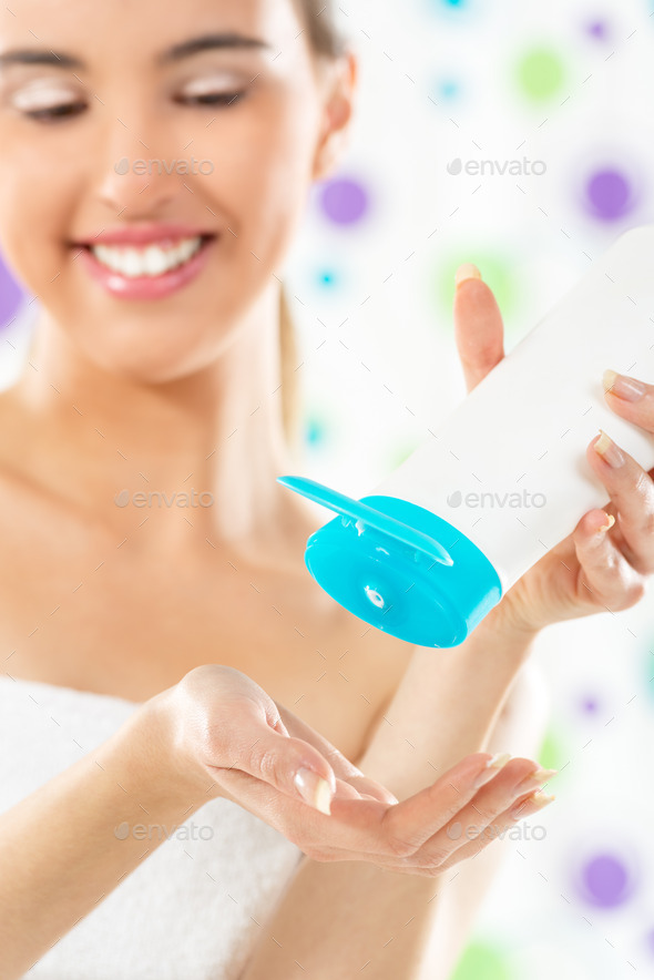 Girl With A Tube Of Body Lotion
