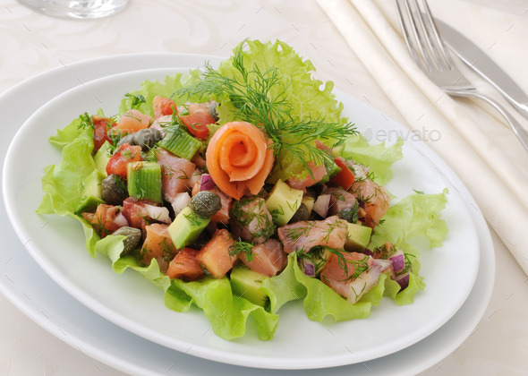 avocado salad with salmon (Misc) Photo Download