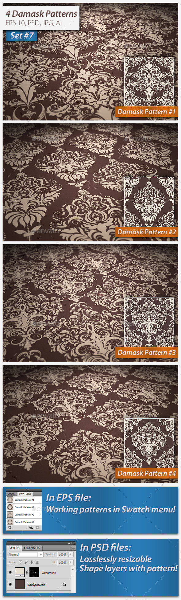 GraphicRiver Seamless Damask Patterns Set 11114857 GraphicRiver Seamless Damask Patterns Set 11114857