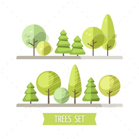 GraphicRiver Set of Flat Trees and Pines 11114908 GraphicRiver Set of Flat Trees and Pines 11114908