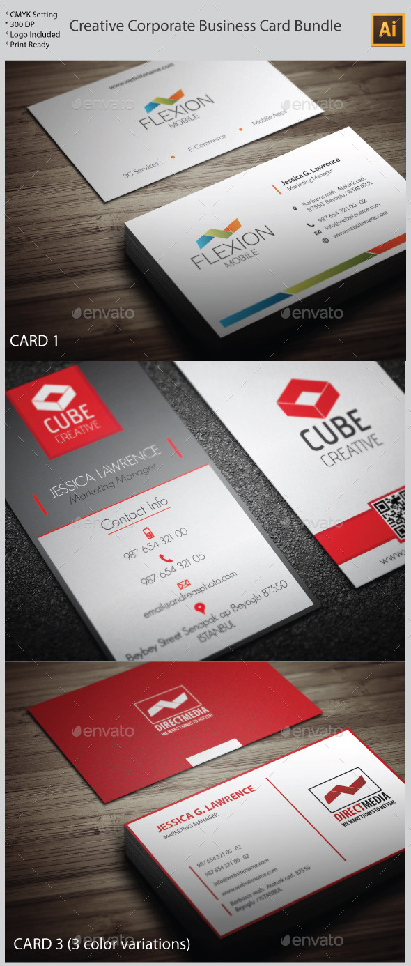 GraphicRiver 3 in 1 Creative Corporate Business Card Bundle 11118195 GraphicRiver 3 in 1 Creative Corporate Business Card Bundle 11118195