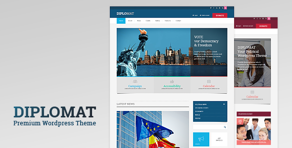 Diplomat Responsive Politician WordPress Theme - Political Nonprofit
