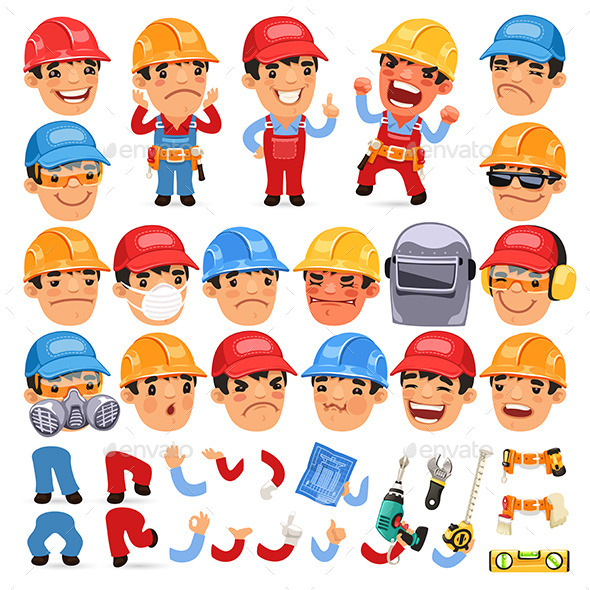 GraphicRiver Set of Cartoon Worker Characters 11103425 GraphicRiver Set of Cartoon Worker Characters 11103425