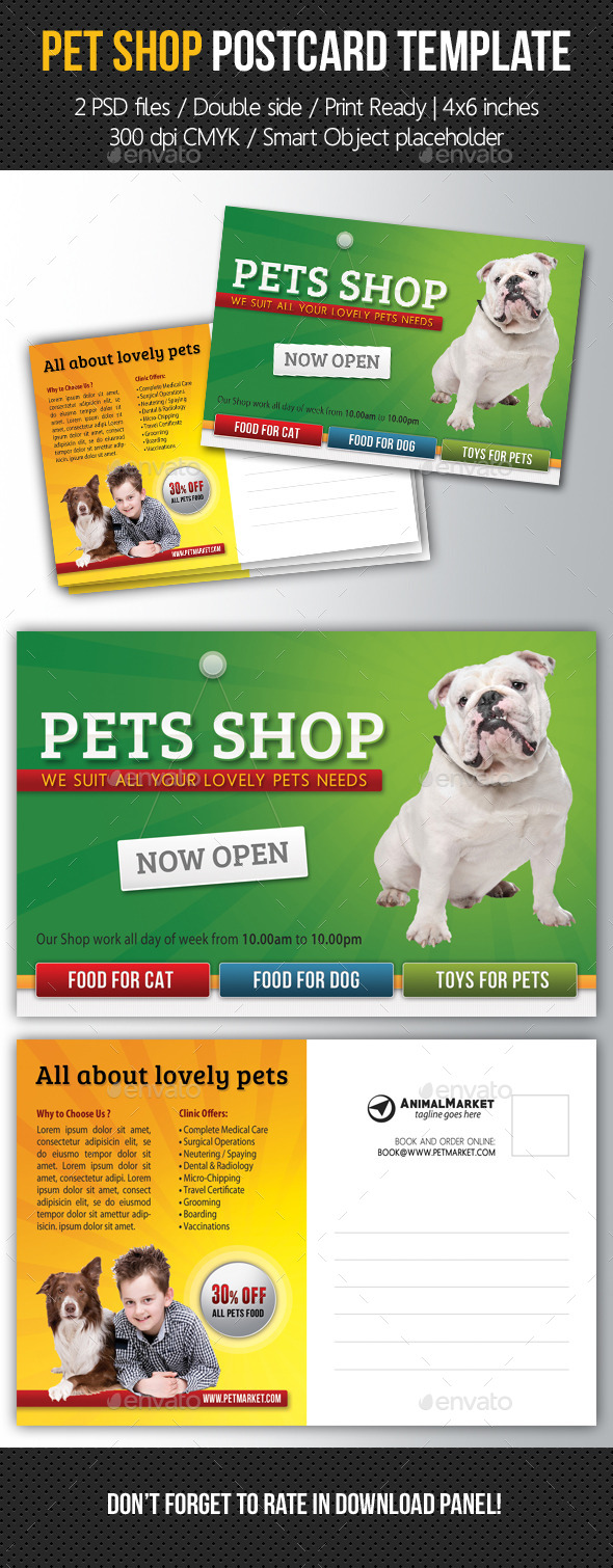 GraphicRiver Pet Shop Postcard Template 11122422 GraphicRiver Pet Shop Postcard Template 11122422