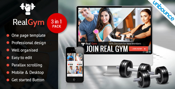 RealGym - Unbounce Health Fitness Landing Page