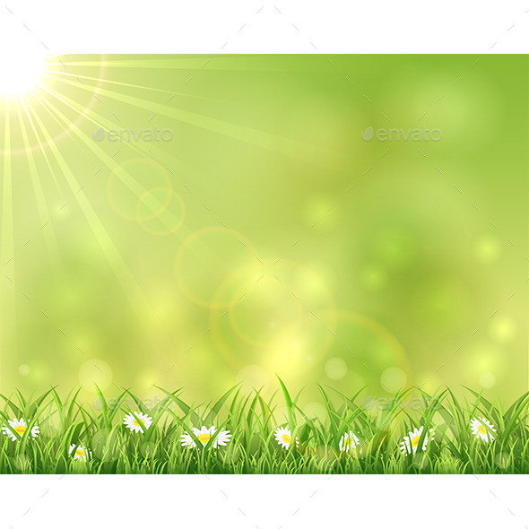 GraphicRiver Sunny Background with Grass and Flowers 11122919 GraphicRiver Sunny Background with Grass and Flowers 11122919