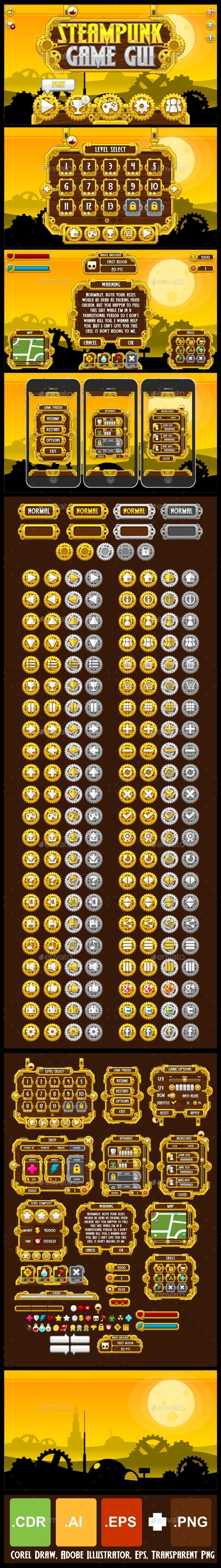 GraphicRiver Steampunk Game GUI 11123030 GraphicRiver Steampunk Game GUI 11123030