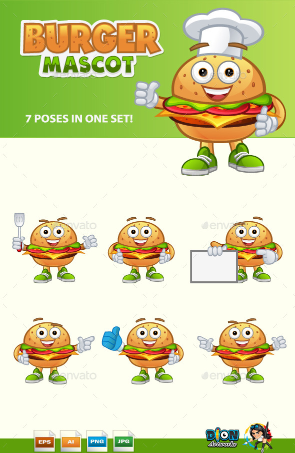 GraphicRiver Burger Mascot 11125526 GraphicRiver Burger Mascot 11125526