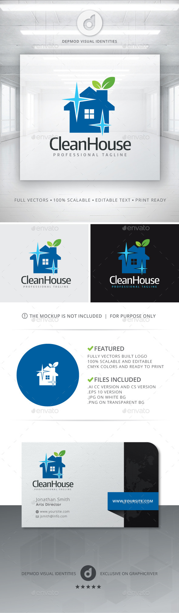 GraphicRiver Clean House Logo 11125882 GraphicRiver Clean House Logo 11125882