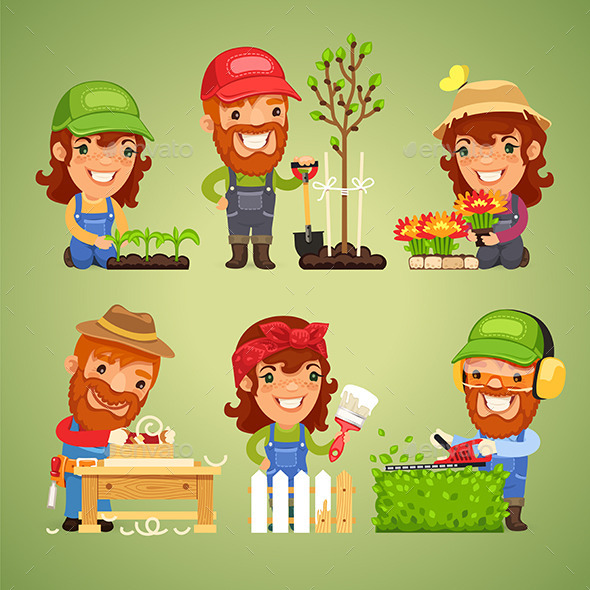 GraphicRiver Farmers at Spring Work Set 11109765 GraphicRiver Farmers at Spring Work Set 11109765