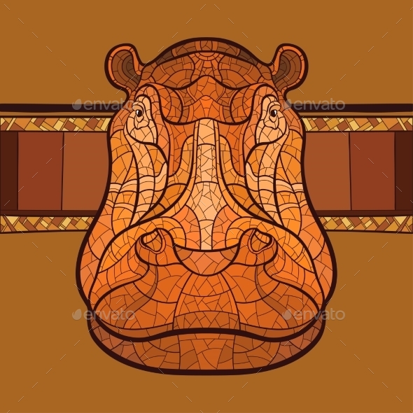 GraphicRiver Hippo Head with Ethnic Ornament 11127772 GraphicRiver Hippo Head with Ethnic Ornament 11127772