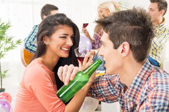 Cheerful Couple At House Party