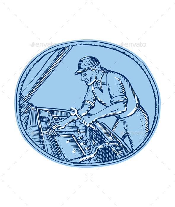 GraphicRiver Auto Mechanic Automobile Car Repair Etching 11139734 GraphicRiver Auto Mechanic Automobile Car Repair Etching 11139734