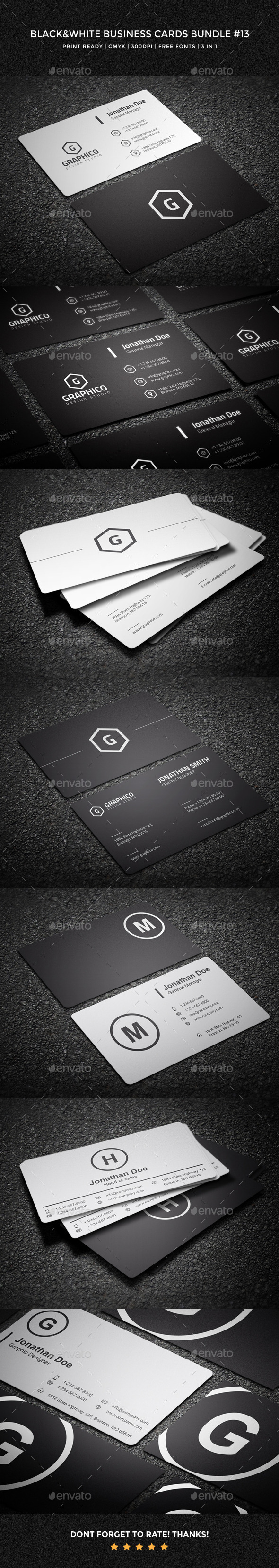 GraphicRiver Black & White Business Cards Bundle 13 11089859 GraphicRiver Black & White Business Cards Bundle 13 11089859