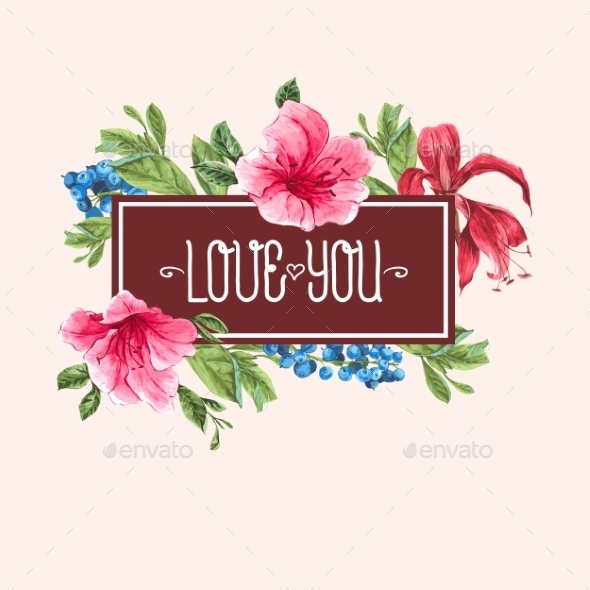 GraphicRiver Vintage Watercolor Greeting Card with Blooming 11145760 GraphicRiver Vintage Watercolor Greeting Card with Blooming 11145760