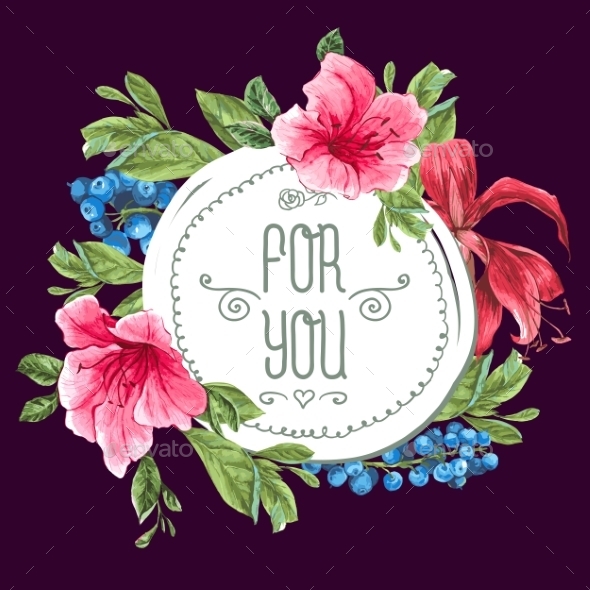 GraphicRiver Vintage Watercolor Greeting Card with Blooming 11145809 GraphicRiver Vintage Watercolor Greeting Card with Blooming 11145809