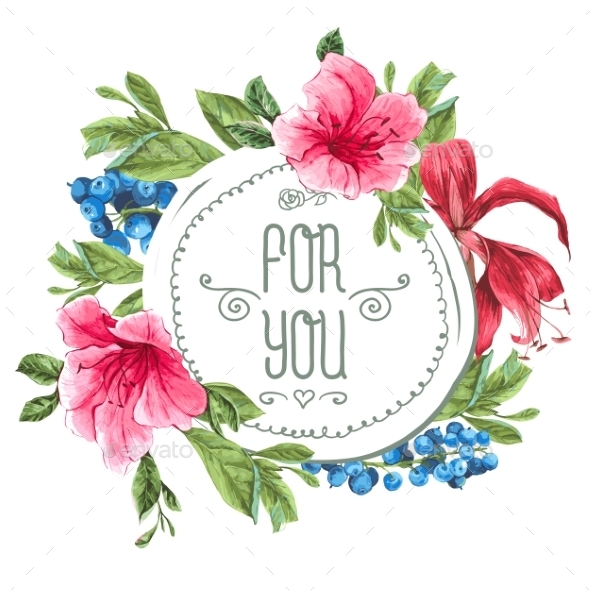 GraphicRiver Vintage Watercolor Greeting Card with Blooming 11145858 GraphicRiver Vintage Watercolor Greeting Card with Blooming 11145858