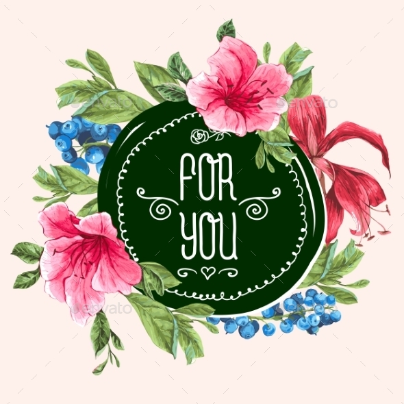 GraphicRiver Vintage Watercolor Greeting Card with Blooming 11145868 GraphicRiver Vintage Watercolor Greeting Card with Blooming 11145868