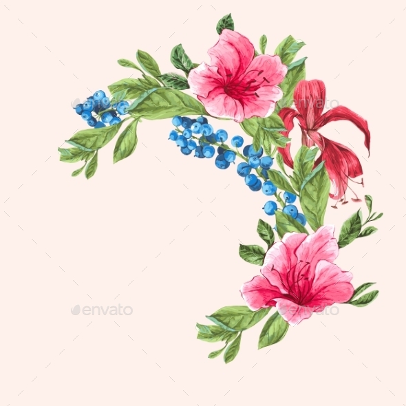 GraphicRiver Invitation Vintage Card with Blueberries Pink 11145878 GraphicRiver Invitation Vintage Card with Blueberries Pink 11145878