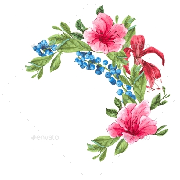 GraphicRiver Invitation Vintage Card with Blueberries Pink 11145886 GraphicRiver Invitation Vintage Card with Blueberries Pink 11145886