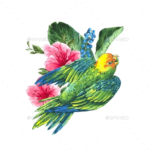 GraphicRiver Watercolor Exotic Vintage Card with Blue Berries 11146066 GraphicRiver Watercolor Exotic Vintage Card with Blue Berries 11146066
