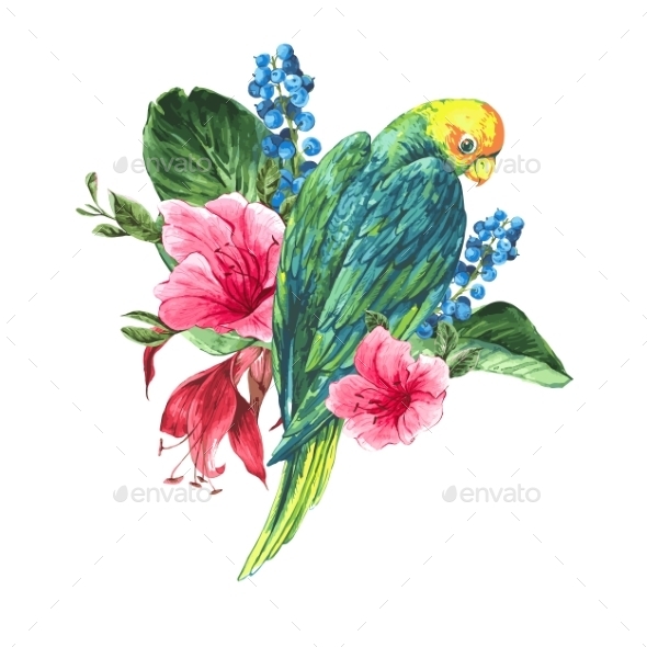 GraphicRiver Watercolor Exotic Vintage Card with Blue berries 11146071 GraphicRiver Watercolor Exotic Vintage Card with Blue berries 11146071