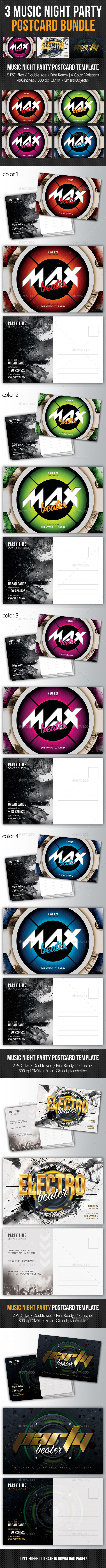 GraphicRiver 3 in 1 Music Night Party Postcard Bundle 02 11147017 GraphicRiver 3 in 1 Music Night Party Postcard Bundle 02 11147017