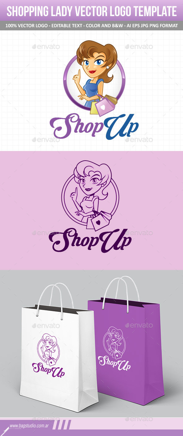 GraphicRiver Shopping Lady Vector Logo Template 11116295 GraphicRiver Shopping Lady Vector Logo Template 11116295