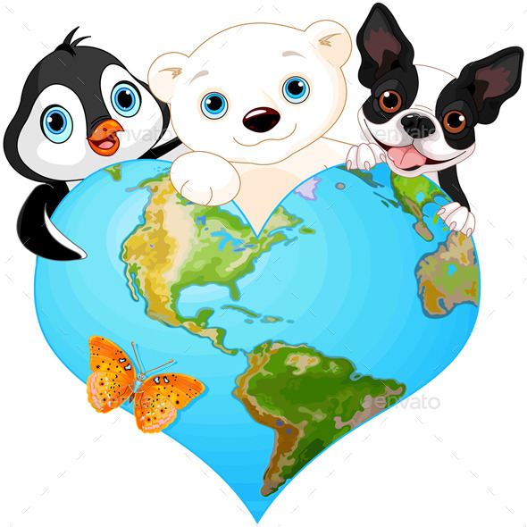 GraphicRiver Earth Heart with Animals 11150069 GraphicRiver Earth Heart with Animals 11150069