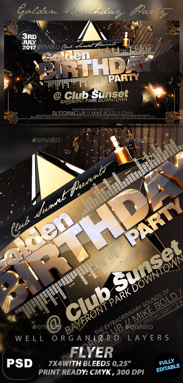 GraphicRiver Golden Birthday Party 11151375 GraphicRiver Golden Birthday Party 11151375