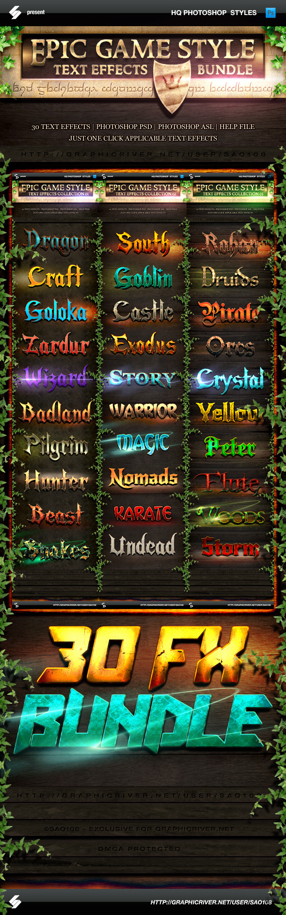 GraphicRiver Epic Fantasy Game Style Text Effects Bundle 11153957 GraphicRiver Epic Fantasy Game Style Text Effects Bundle 11153957