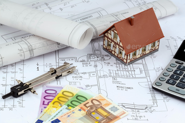 house plan with euro banknotes
