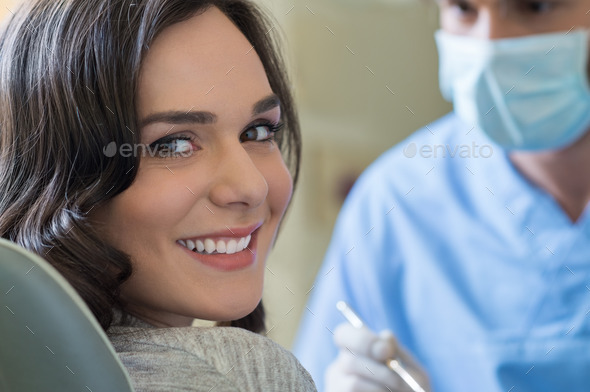 Smiling woman at dentist (Misc) Photo Download