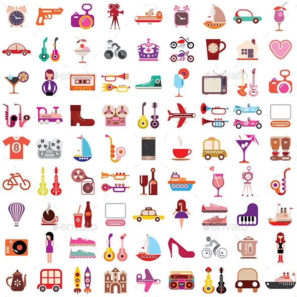 GraphicRiver Random Icons on White Background 11144641 GraphicRiver Random Icons on White Background 11144641