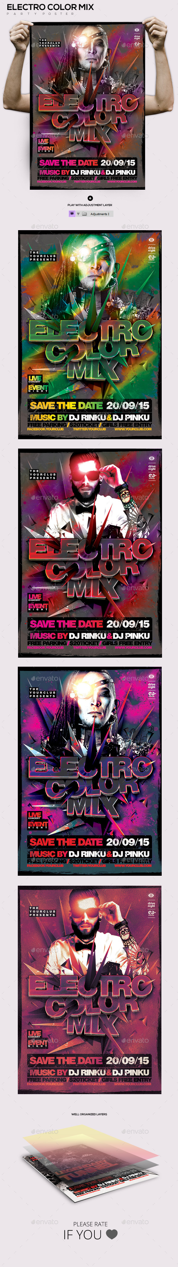 Electro Color Mix Template PSD Flyer/Poster (Flyers)