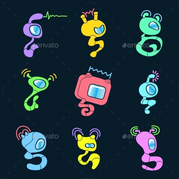 GraphicRiver Cartoon Alien TV Character Set 11158219 GraphicRiver Cartoon Alien TV Character Set 11158219