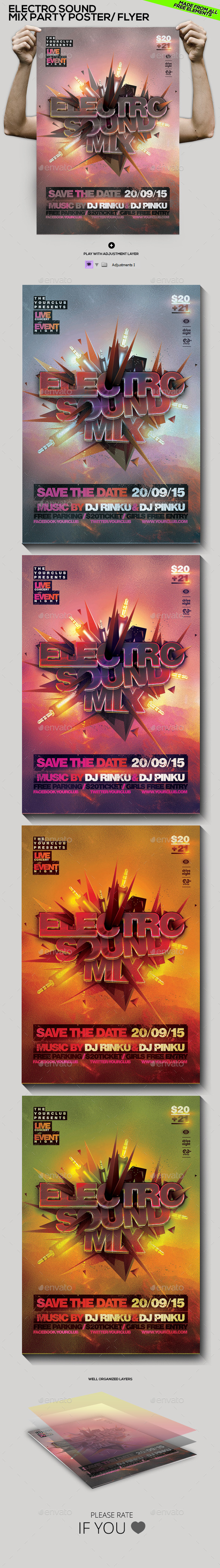 Electro Sound Mix Party Poster/ Flyer Template (Clubs & Parties)