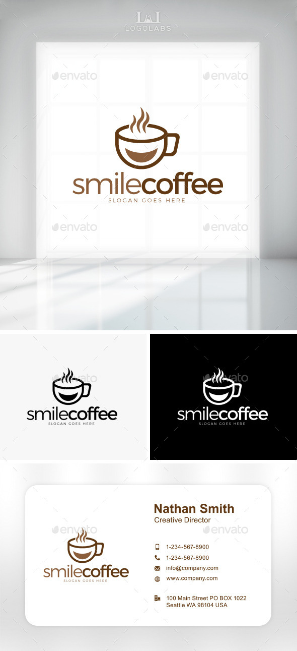 GraphicRiver Smile Coffee Logo 11162252 GraphicRiver Smile Coffee Logo 11162252