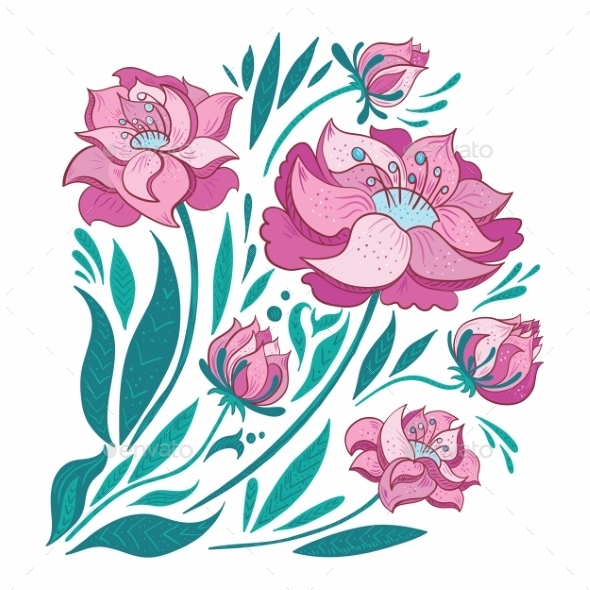 GraphicRiver Pink Vector Flowers Set 11164298 GraphicRiver Pink Vector Flowers Set 11164298